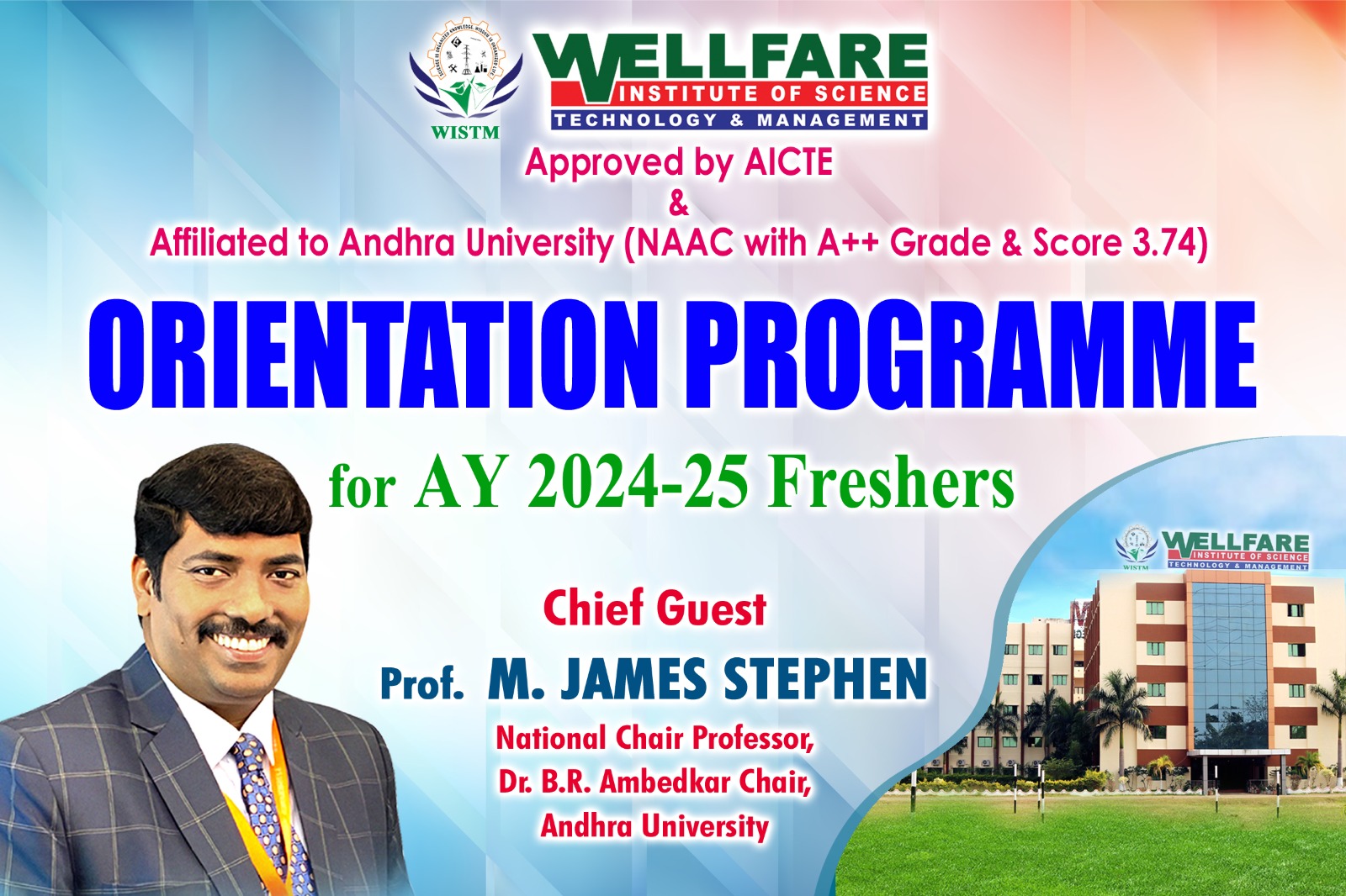 Orientation programme to the Freshers on July 25th at 9 am
